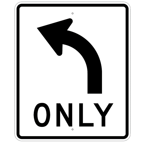 Mandatory Left Turn Sign - U.S. Signs and Safety