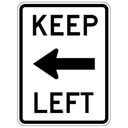 Keep Left Text And Symbol Sign - U.S. Signs and Safety