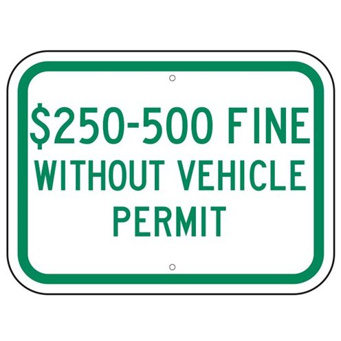 Texas-$250-500 Fine Without Vehicle Permit Sign - U.S. Signs and Safety