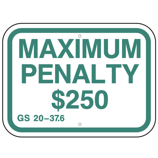 North Carolina-Maximum Penalty $250 Sign - U.S. Signs and Safety