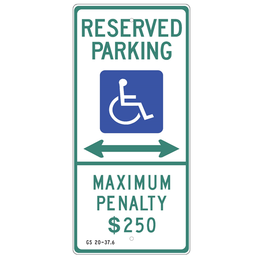 North Carolina-Handicap Reserved Parking Double Arrow Sign - U.S. Signs and Safety