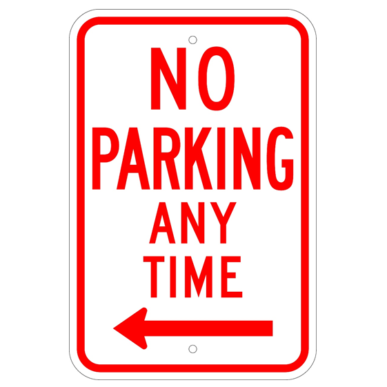 No Parking Any Time Left Arrow Sign - U.S. Signs and Safety