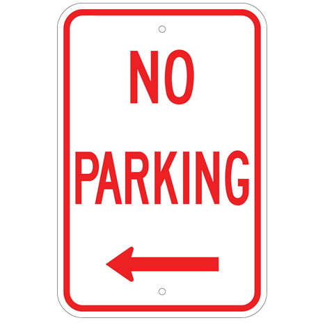 No Parking Left Arrow Sign - U.S. Signs and Safety