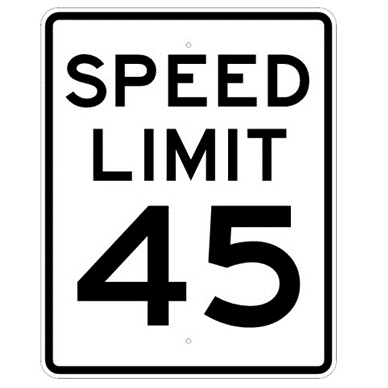 Speed Limit 45 mph sign, MUTCD R2-145, Reflective sheeting on heavy duty aluminum - U.S. Signs and Safety