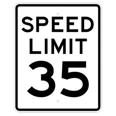 Speed Limit 35 mph sign, MUTCD R2-135, Reflective sheeting on heavy duty aluminum - U.S. Signs and Safety