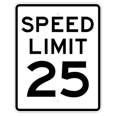 Speed Limit 25 mph sign, MUTCD R2-125, Reflective sheeting on heavy duty aluminum - U.S. Signs and Safety