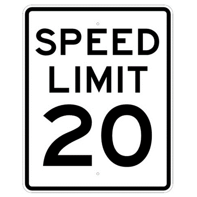Speed Limit 20 mph sign, MUTCD R2-120, Reflective sheeting on heavy duty aluminum - U.S. Signs and Safety