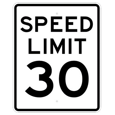 Speed Limit 30 mph sign, MUTCD R2-130, Reflective sheeting on heavy duty aluminum - U.S. Signs and Safety