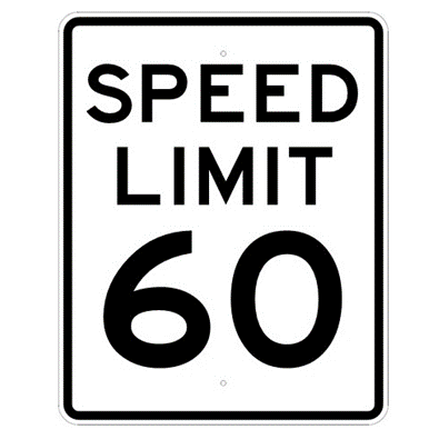 Speed Limit 60 mph sign, MUTCD R2-160, Reflective sheeting on heavy duty aluminum - U.S. Signs and Safety
