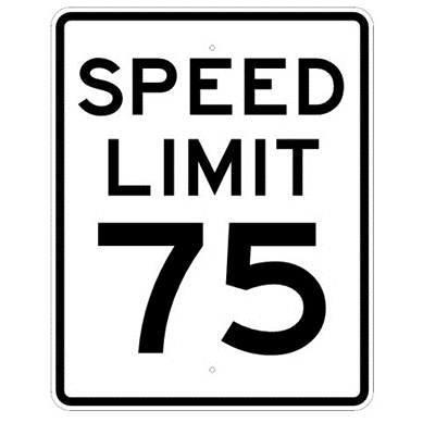 Speed Limit 75 mph sign, MUTCD R2-175, Reflective sheeting on heavy duty aluminum - U.S. Signs and Safety