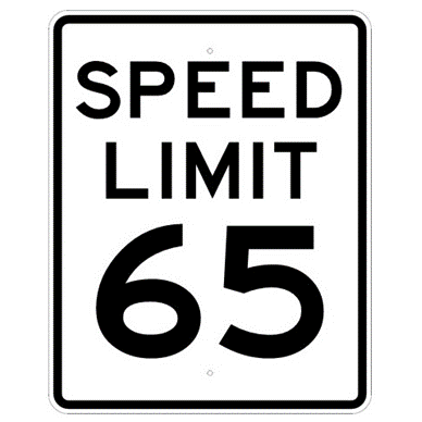 Speed Limit 65 mph sign, MUTCD R2-165, Reflective sheeting on heavy duty aluminum - U.S. Signs and Safety