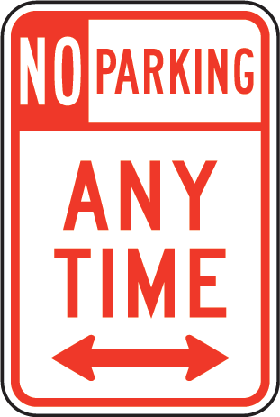 No Parking Any Time Sign With Double Arrow - U.S. Signs and Safety