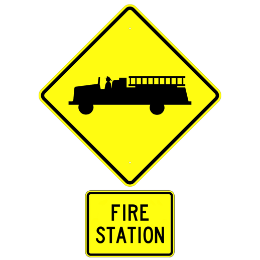 Firefighter Stop Sign Fire Station Truck Sign