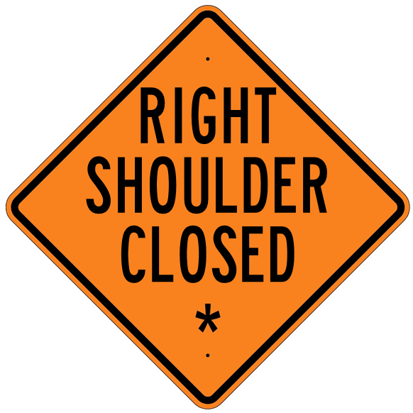 Right Shoulder Closed * Roll Up Sign  MUTCD W215BR - U.S. Signs and Safety - 1
