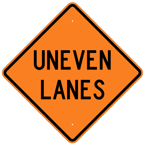 Uneven Lanes Sign - U.S. Signs and Safety