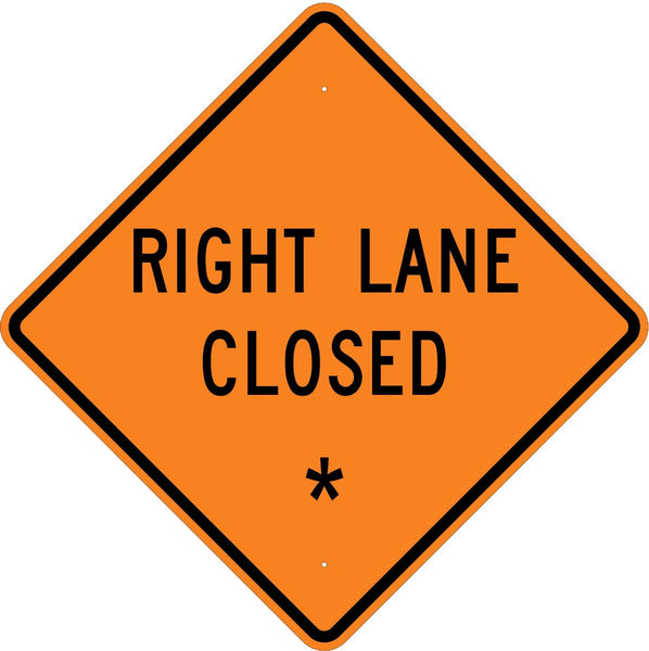 Right Lane Closed * Roll Up Sign  MUTCD W205R - U.S. Signs and Safety - 1